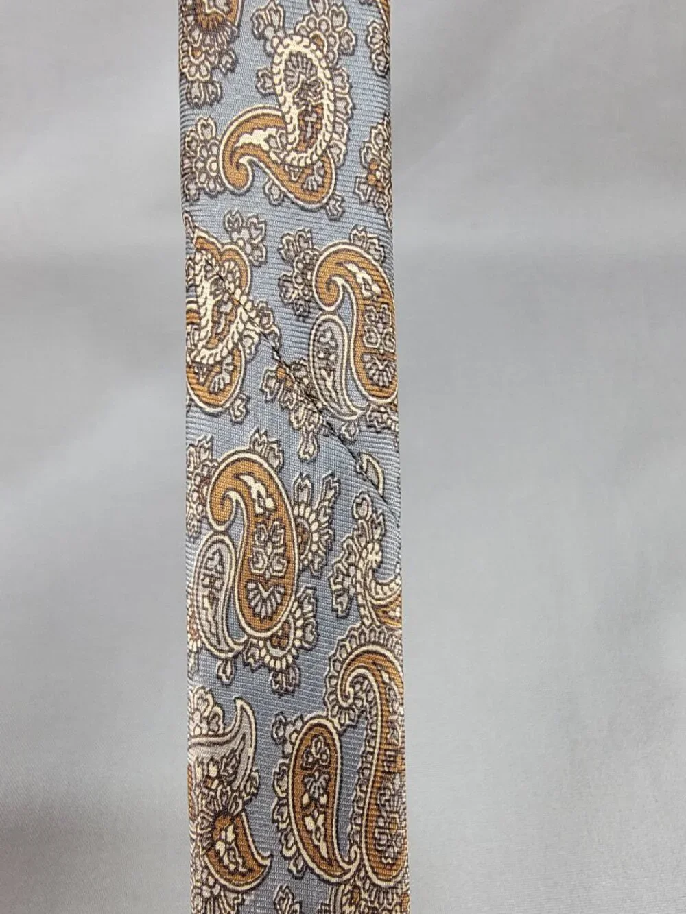 Vtg Robert Talbott Oxbridge Silk Necktie Tie Mens Gray Brown Paisley Print
